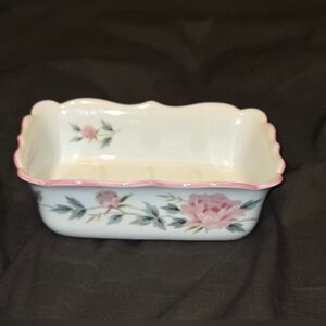 Vtg Porcelain Rose Pattern Soap Dish by Andre Richard Japan